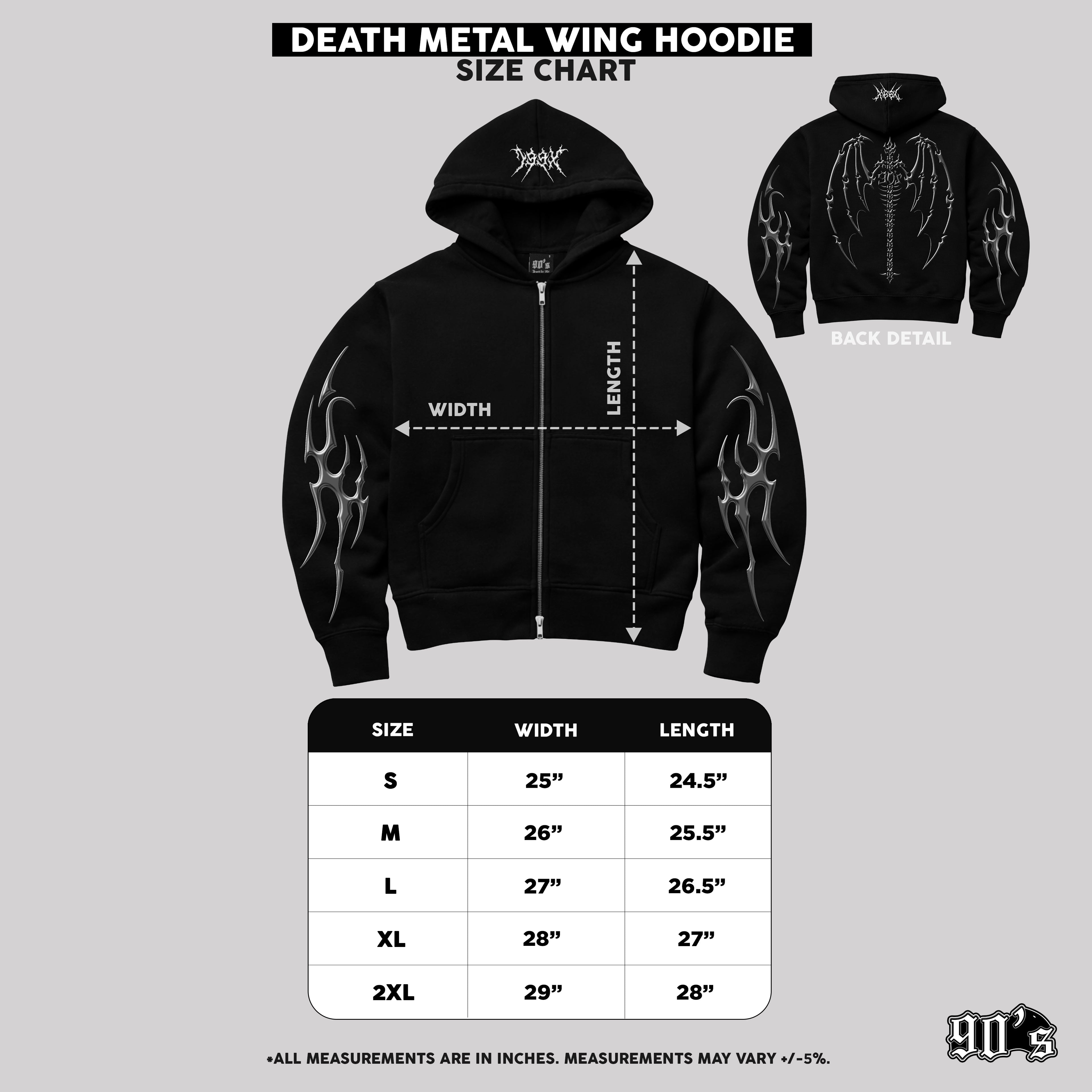 'DEATH METAL' WING HOODIE